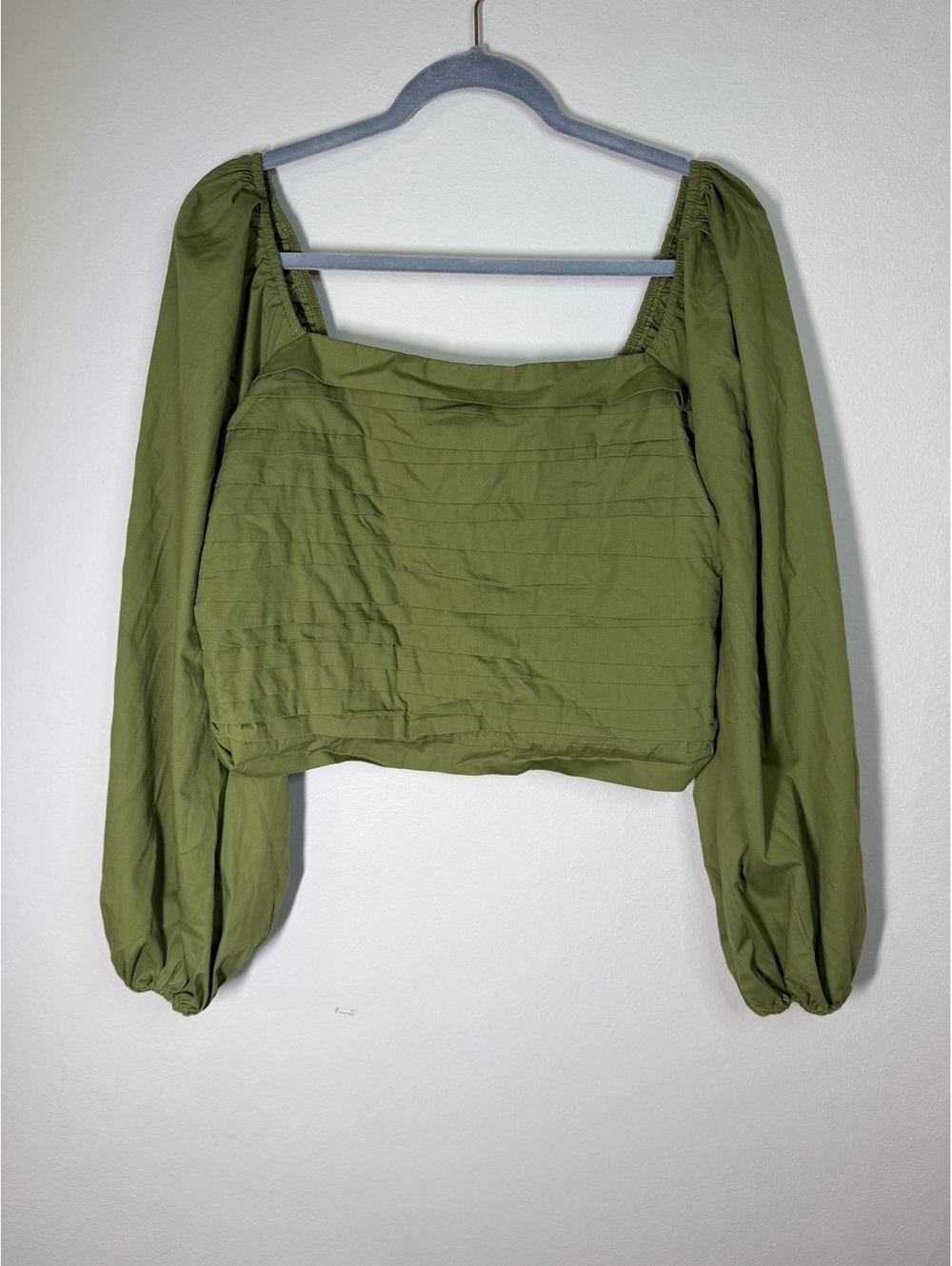 Abercrombie & Fitch Olive Green Long Sleeve Crop Top Size L